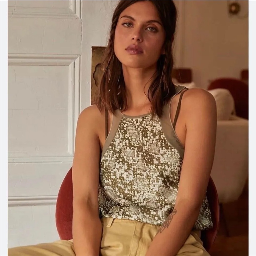 NWOT Free People Intimately Green Animal Print Bodysuit SZ XS. NWOT.